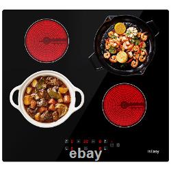 Electric Ceramic Hob 4-Zone Built-in 59cm Cooktop Touch Controls Child Lock Time