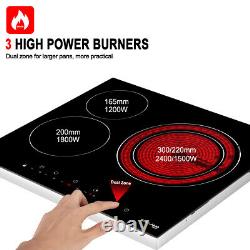 Electric Ceramic Hob 60cm Cooktop, Built-in Hot Plate Cooker Hob 3 Cooking Zones
