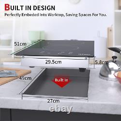 Electric Ceramic Hobs Built-in 2 Zone 30cm Touch Control Lock Timer Black Safety