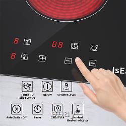 Electric Ceramic Hobs Built-in 2 Zone 30cm Touch Control Lock Timer Black Safety