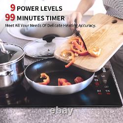 Electric Ceramic Hobs Built-in 2 Zone 30cm Touch Control Lock Timer Black Safety