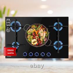 Electric Cooking Gas Hob Burner Kitchen 5 Zone Touch Glass Ceramic 6500W Black