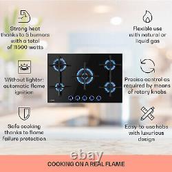 Electric Cooking Gas Hob Burner Kitchen 5 Zone Touch Glass Ceramic 6500W Black