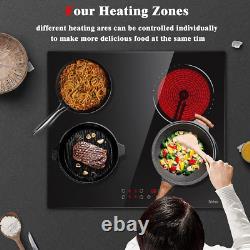 Electric Hob 4 Zone Ceramic Hob 60 cm with Touch Control 6000W 9 Power Levels No