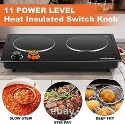 Electric Hob, CUSIMAX Double Hot Plate for Cooking, Electric Ceramic Hot Plate