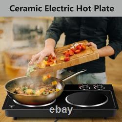 Electric Hob, CUSIMAX Double Hot Plate for Cooking, Electric Ceramic Hot Plate