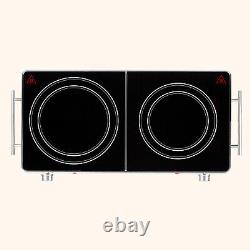 Electric Hob Cooker Halogen Double 2 Ring Hot Plate Glass Ceramic Range Cooker