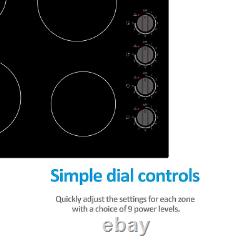 Electriq 60Cm 4 Zone Ceramic Hob with Knob Controls Eiqc60Kv3