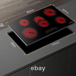 GASLAND 5 Zones Electric Cooktop Built-in Ceramic Hob 8500W 90cm Black Hot Plate