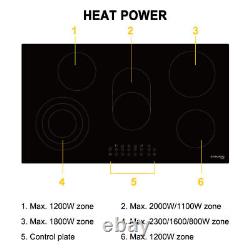 GASLAND 5 Zones Electric Cooktop Built-in Ceramic Hob 8500W 90cm Black Hot Plate