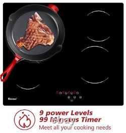 GIONIEN 4 Ceramic Hob 60cm Electric Cooktop Burner Timer Easy To Fit Glass