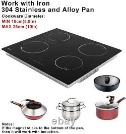 GIONIEN 60cm Plug in Induction Hob, 4 Ring Electric Cooker Hob with Flex Zone