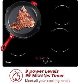 GIONIEN Ceramic Hob 60Cm Electric Cooktop Burner, Built in Black Glass Cooker