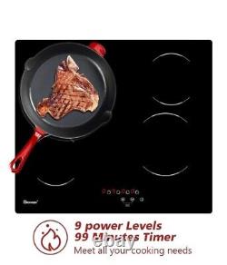 GIONIEN Ceramic Hob 60cm Electric Cooktop Burner, Built in Black Glass Cooker