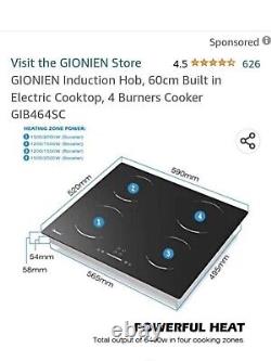 GIONIEN Induction Hob, 60cm Built in Electric Cooktop, 4 Burners Cooker GIB464SC