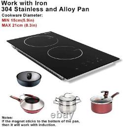 GIONIEN Plug in Induction Hob 2 Ring, 30cm Built in Double Electric Cooktop