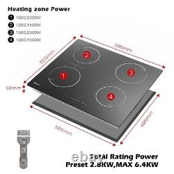 GIONIEN Plug-in Induction Hob 4 Rings, 60cm Electric Cooktop with Flex Zone