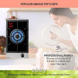 Gas Hob 13 cm Single Burner Electric Cooker Glass Ceramic Portable 3400 W Black