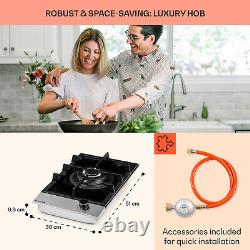 Gas Hob 13 cm Single Burner Electric Cooker Glass Ceramic Portable 3400 W Black