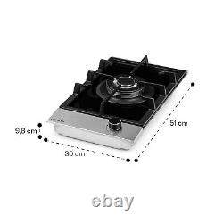 Gas Hob 13 cm Single Burner Electric Cooker Glass Ceramic Portable 3400 W Black