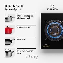 Gas Hob 90 cm 4 Burners Built-in Cooktop Gas Cooker Glass Ceramic Surface Black