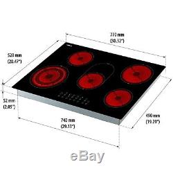 Glass Ceramic Cooking Kitchen Hob with 5 cooking zones and 9 levels per hob