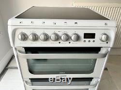 HOTPOINT HUE61PS 60cm Double Oven Electric Cooker With Ceramic Hob White