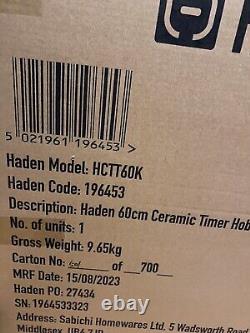 Haden HCTT60K 60cm Electric Ceramic Hob Black NEW Free Delivery