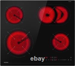 Hermitlux Ceramic Hob 60cm, Built-in 4 Zones Electric Hob with Touch Controls