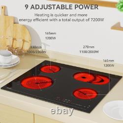 Hermitlux Ceramic Hob 60cm, Built-in 4 Zones Electric Hob with Touch Controls