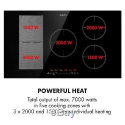 Hob Induction Cooker Glass Ceramic Kitchen Touch Panel Timer 5 Zones 7000W Black