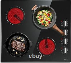 Hobsir 60cm Electric Ceramic Hob in Black Knob Controls 4 Cooking Zones