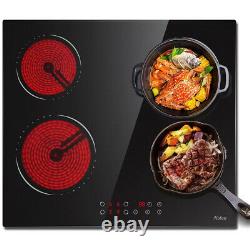 Hobsir 60cm Electric Ceramic Hob in Black Touch Controls 4 Cooking Zones