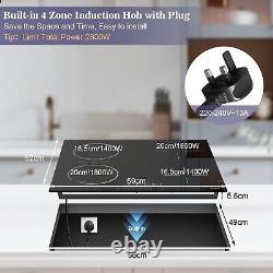 Hobsir Plug in Induction Hob 4 Zones Electric Hob 60Cm with Flexible Zone