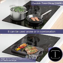 Hobsir Plug in Induction Hob 4 Zones Electric Hob 60Cm with Flexible Zone for Gr