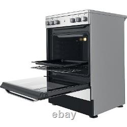 Hotpoint 60cm Electric Cooker With Ceramic Hob Silver HS67V5KHX