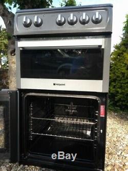 Hotpoint EW36G Freestanding Electric Cooker with Ceramic Hob 50cm wide, silver