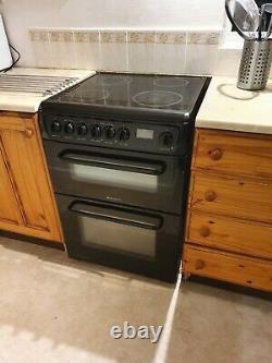 Hotpoint HAE60KS Double Electric Cooker with Ceramic Hob Black