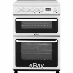 Hotpoint HAE60PS 60cm Electric Cooker Double Ovens, Grill & Ceramic Hob