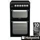 Hotpoint Hue52ks 50cm Black Double Electric Oven & Grill With 4 Zone Ceramic Hob