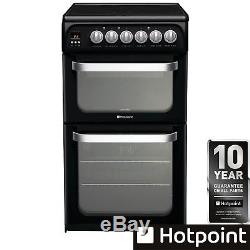 Hotpoint HUE52KS 50cm Black Double Electric Oven & Grill with 4 Zone Ceramic Hob