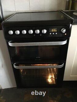 Hotpoint HUE61 Double Electric Cooker with Ceramic Hob 60cm Black