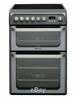 Hotpoint HUE61G Free Standing 60cm 4 Hob Double Electric Cooker- Graphite