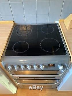 Hotpoint HUE61GS 60cm Double Oven Electric Cooker With Ceramic Hob Grey