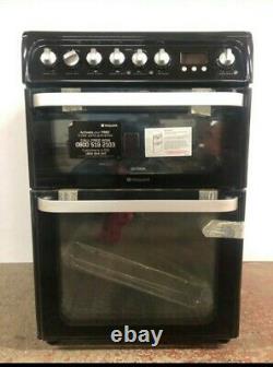 Hotpoint HUE61KS Double Electric Cooker with Ceramic Hob 60cm Black