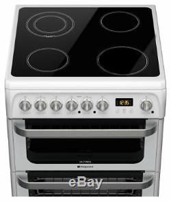 Hotpoint HUE61PS Free Standing 60cm 4 Hob Double Electric Cooker White
