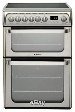 Hotpoint HUE61XS Free Standing 60cm 4 Hob Double Electric Cooker Silver