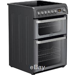 Hotpoint'Ultima' HUE61GS 60cm Electric Cooker Double Ovens, Grill & Ceramic Hob
