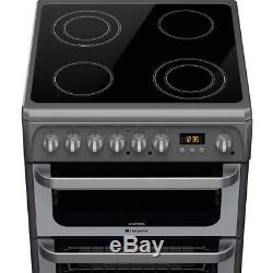 Hotpoint'Ultima' HUE61GS 60cm Electric Cooker Double Ovens, Grill & Ceramic Hob