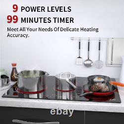 ISEASY Electric Ceramic Hob Built-in 77cm 5 Zone Touch Control Timer Child Lock